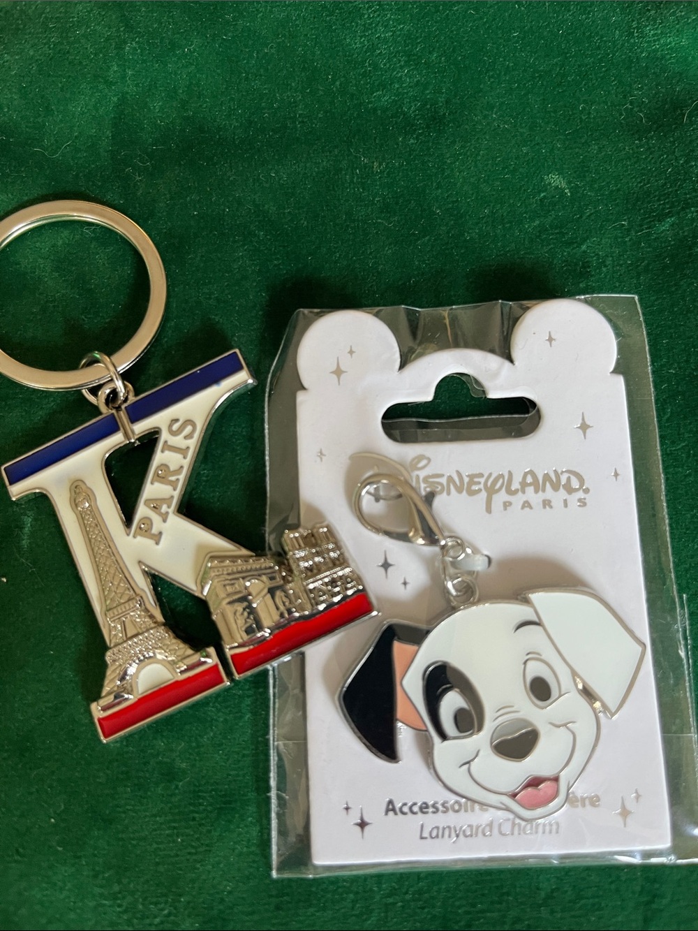 Disney White & Red Paris Keyring with 101 Dalmatians Puppy Charm